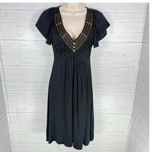 VTG Soprano small black beaded red gold metal babydoll mini dress whimsygoth USA
